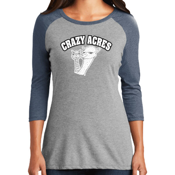 District ® Women’s Perfect Tri ® 3/4-Sleeve Raglan - Printed Logo Thumbnail